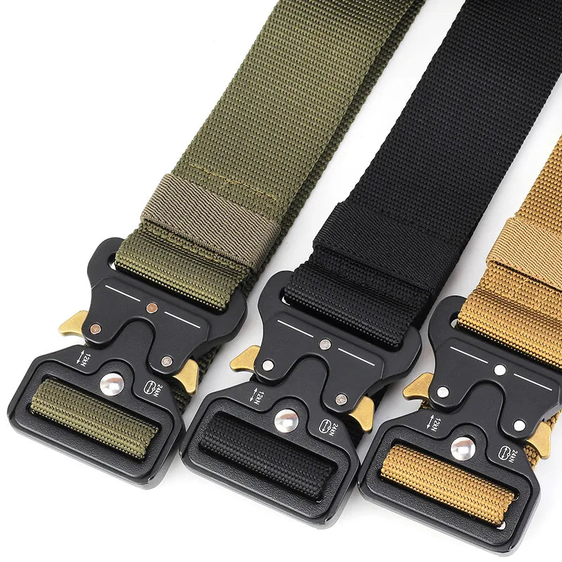 Tactical Belt Military Army Metal Buckle Heavy Duty Combat Belt Outdoor Hunting Training Nylon Belt 125/135CM Wide 3.8/4.3cm