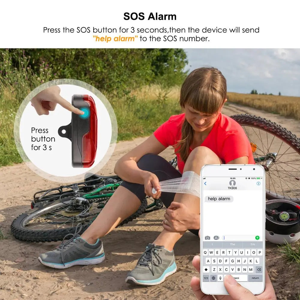 Bicycle GPS Tracker Bike TK906 Locator Long Standby Time Waterproof SOS Overspeed Alarm Bike GPS Tracker Lifetime Free Platform