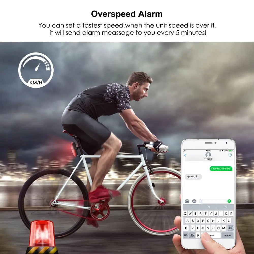 Bicycle GPS Tracker Bike TK906 Locator Long Standby Time Waterproof SOS Overspeed Alarm Bike GPS Tracker Lifetime Free Platform