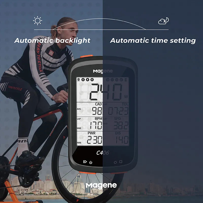 Magene GPS Bike Computer C406 Wireless Bicycle Speedometer Odometer LCD Display Waterproof Support Bluetooth Ant Data Sensor Tra