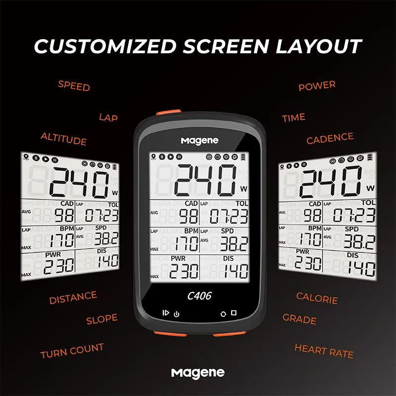 Magene GPS Bike Computer C406 Wireless Bicycle Speedometer Odometer LCD Display Waterproof Support Bluetooth Ant Data Sensor Tra