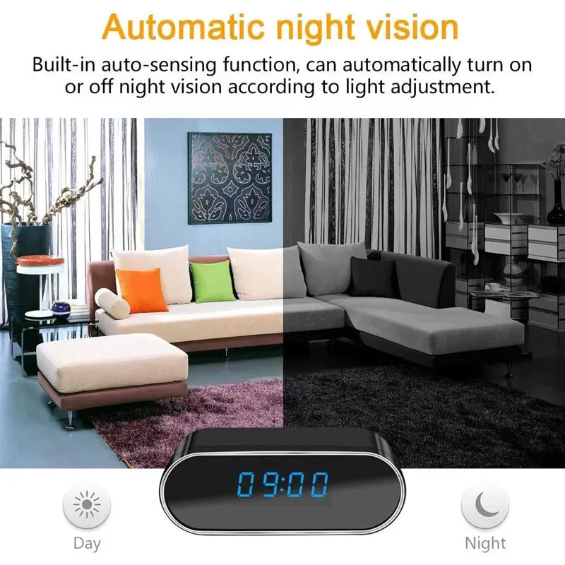 Wireless WiFi Camera Full HD 1080P Clock Mini Cameras Security Monitor Video Recorder Nanny Cam 140 Angle Night Vision hidden tf