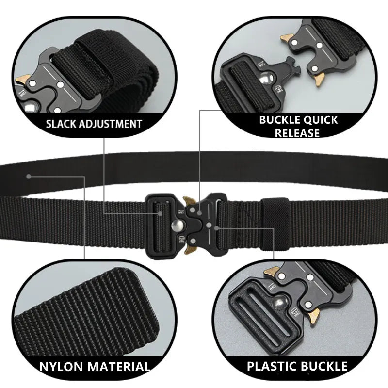 Men's Belt Outdoor Hunting Tactics Belt Multi functional Buckle Nylon Belt High Quality Marine Corps Canvas Plastic Buckle