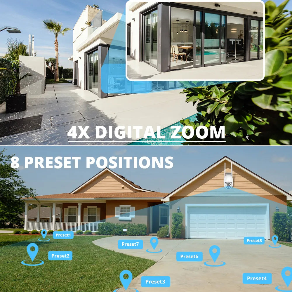 5MP WiFi Camera PTZ Security Surveillance IP Camera 2MP Wi-Fi CCTV Motion Tracking Color Night Vision CamHi CamHipro Cam