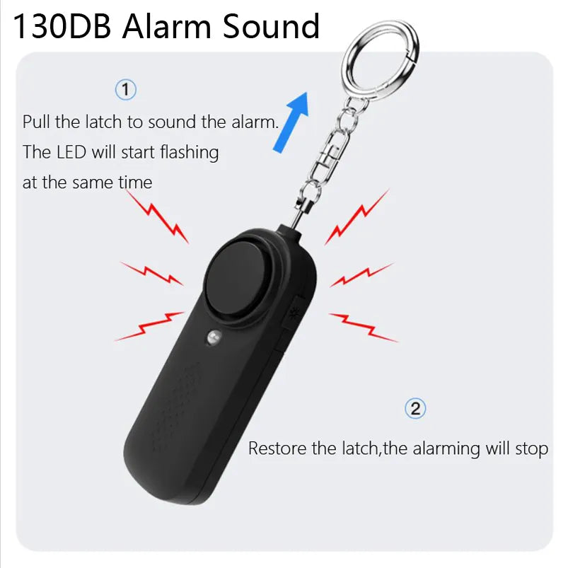 130 dB Protect Alert Persönliche Verteidigungssirene Anti-Angriffssicherheit für Kinder Mädchen Ältere Frauen Tragen lauten Panikalarm