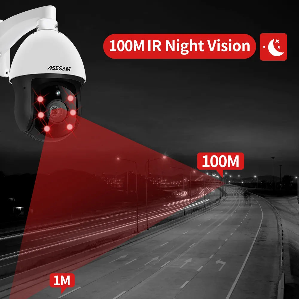 8MP 4K IP Camera Outdoor PTZ 30X Zoom CCTV Varifocal Onvif H.265 Dome POE Audio IMX415 Security Camera Hikvision Protocol