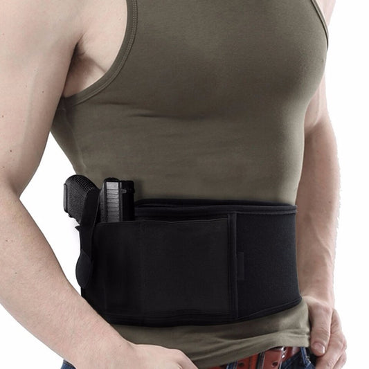 Right/Left Hand 2 in 1 Combo Tactical Abdominal Band Belly Pistol Holster for 17 19 22 Series and Most Pistol Handguns