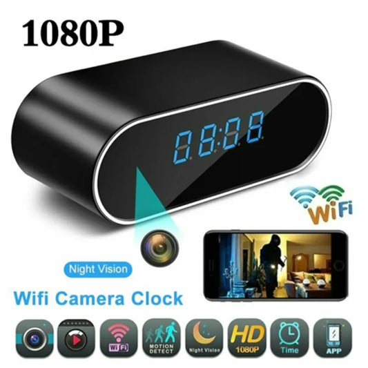 Wireless WiFi Camera Full HD 1080P Clock Mini Cameras Security Monitor Video Recorder Nanny Cam 140 Angle Night Vision hidden tf